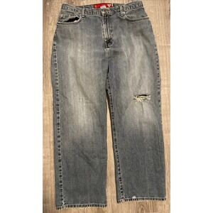 Guess Jeans Size 34x30 Blue Denim Red Label 100% Cotton Algodon Made Mexico Y2K